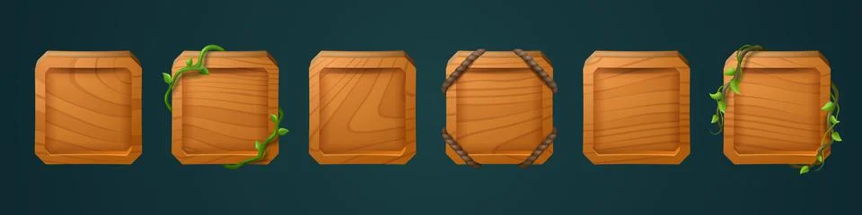 Square wooden frames for game user avatar Stock Illustration