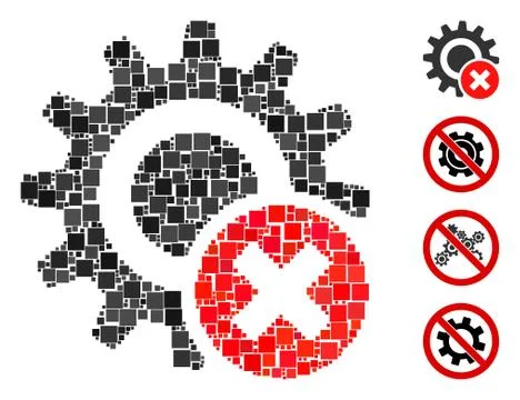 Square Wrong Settings Gear Icon Vector Mosaic Ilustración de archivo