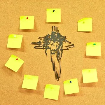 Square Yellow Blank Notes Face Cross Center Stock Photos