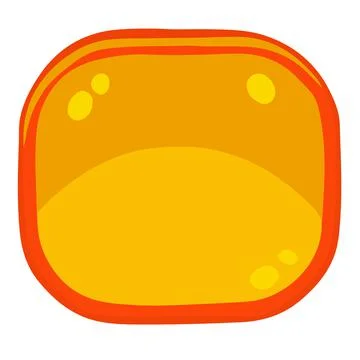 Square yellow button for game or website, vector illustration Stock Illustration