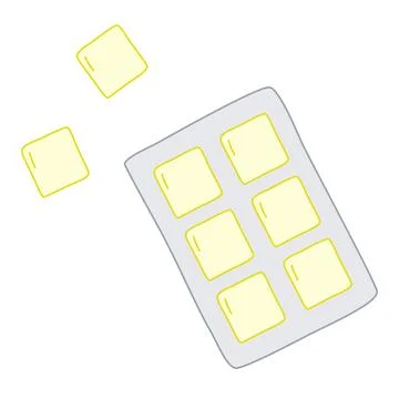 Square yellow tablets, lozenges or pills in package, cold, flu or sore throat Illustrazione stock