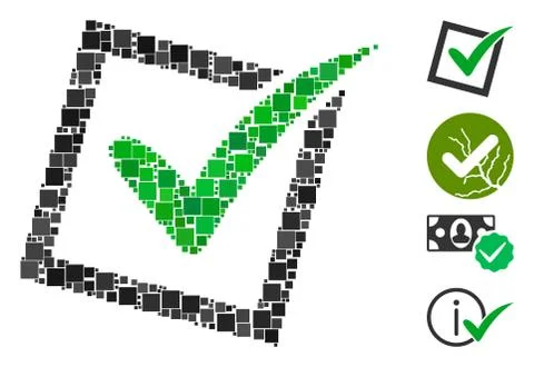 Square Yes Poll Icon Vector Collage 스톡 일러스트