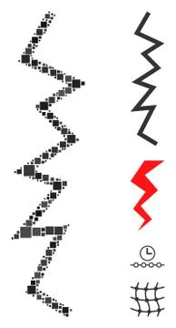 Square Zigzag Line Icon Vector Collage Stock Illustration