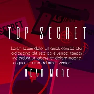 Squared banner about secret agent work flat style, vector illustration Stock Illustration
