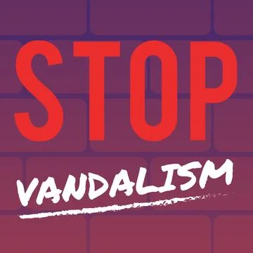 Squared banner about stop vandalism flat style, vector illustration Ilustración de archivo