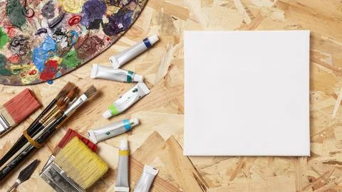 Squared canvas acrylics Stock Photos