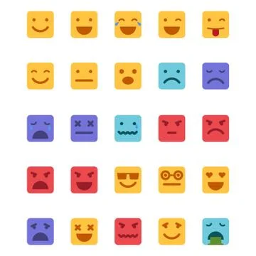 Squared emoticons vector icons set. Stock Illustration