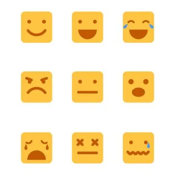 Squared emoticons vector icons set. Stock Illustration