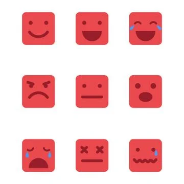 Squared emoticons vector icons set. Stock Illustration
