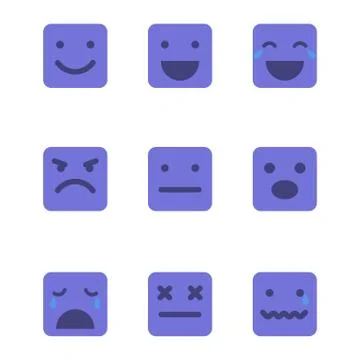 Squared emoticons vector icons set. Stock Illustration