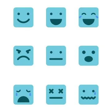 Squared emoticons vector icons set. Stock Illustration