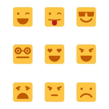 Squared emoticons vector icons set. Stock Illustration