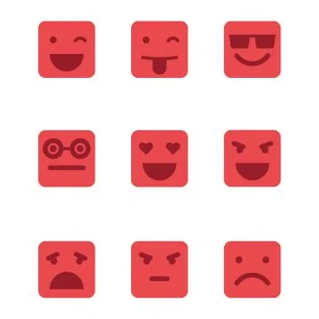 Squared emoticons vector icons set. Stock Illustration