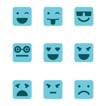 Squared emoticons vector icons set. Stock Illustration