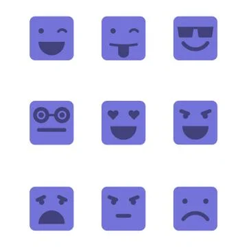 Squared emoticons vector icons set. Stock Illustration