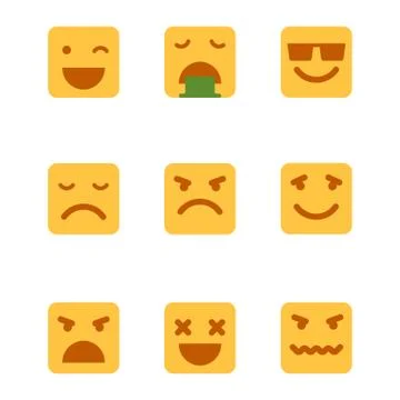 Squared emoticons vector icons set. Stock Illustration