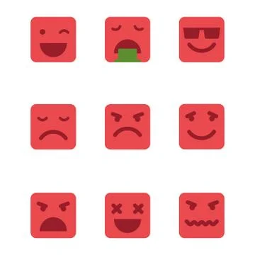 Squared emoticons vector icons set. Stock Illustration