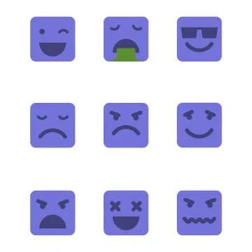 Squared emoticons vector icons set. Stock Illustration