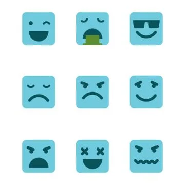 Squared emoticons vector icons set. Stock Illustration