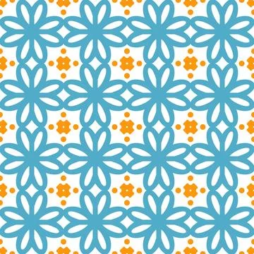 Squared Flowers (Soft Blue, Orange) Stock Illustration
