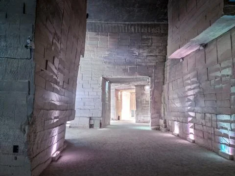 Squared forms in the Carrieres de Lumieres, Les Beaux de Provence, South of.. Fotos Stock