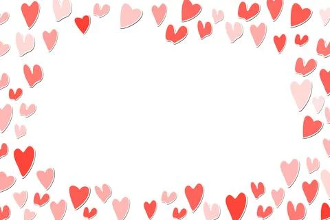 Squared frame with pink hearts. Template holiday border, vector illustration Stock Illustration