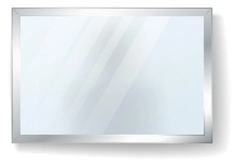 Squared mirror mockup. Wall reflective surface frame Stock Illustration