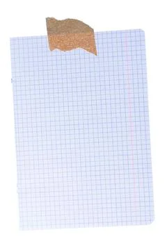 Squared notebook paper sheet taped Stock Photos