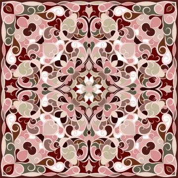 Squared ornamental damask pattern. Stock Illustration