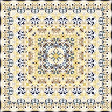 Squared ornamental damask pattern. Stock Illustration