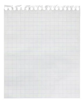 Squared paper loose-leaf note sheet isolated on white Foto stock
