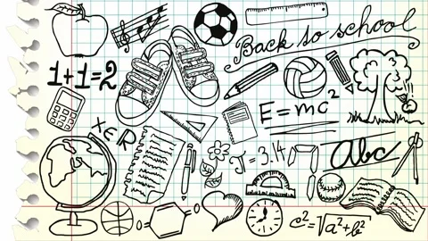 Squared Paper with School Symbols Video stock 152160858