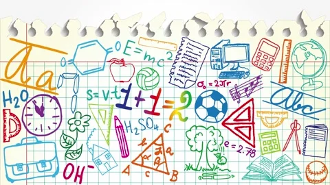 Squared Paper with School Symbols Stock-Footage 155631739