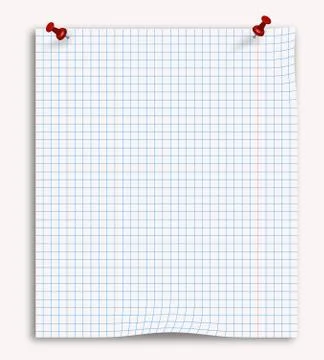 Squared paper sheet pinned by red pins. For daily notes. Reminder design Stock-Illustration