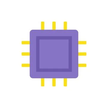 Squared purple cpu icon vector flat illustration Stock Illustration