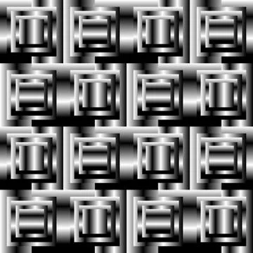 Squares abstract geometric pattern. Grayscale, seamlessly repeatable checkere Stock Illustration