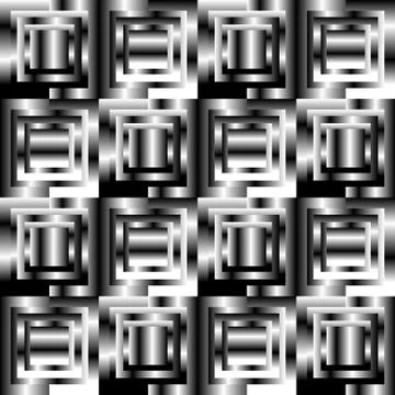 Squares abstract geometric pattern. Grayscale, seamlessly repeatable checkere Illustrazione stock