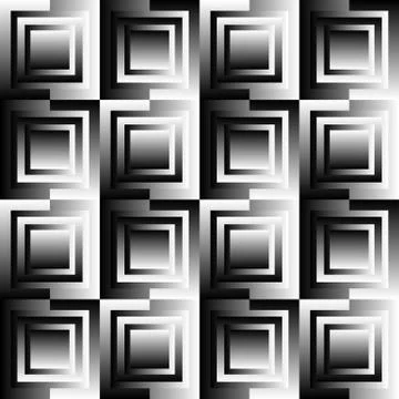 Squares abstract geometric pattern. Grayscale, seamlessly repeatable checkere Illustrazione stock