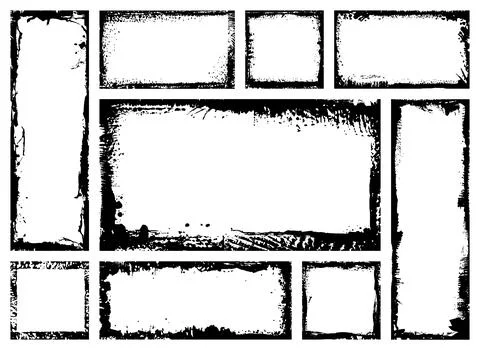Squares and rectangle grunge frames. Vector Stock Illustration
