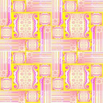 Squares and rectangles pattern pink yellow violet magenta shifted Stock Illustration