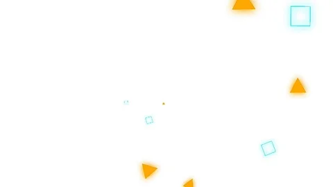Squares and small triangles with neon lights sprinkled on a white background Video stock 128656468