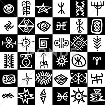 Squares background with ethnic motifs Stock Illustration