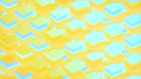 Squares on bright yellow-blue background. 3d rendering loop animation 4K Stock Footage 259635714