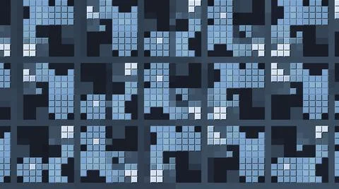 Squares with changing mosaic pattern. Motion. Beautiful disco background with Stock Illustration