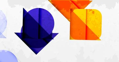 Squares, circles and triangles and grainy noisy texture. Vector Illustration For Illustrazione stock