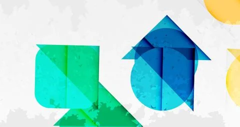Squares, circles and triangles and grainy noisy texture. Vector Illustration For Stock Illustration