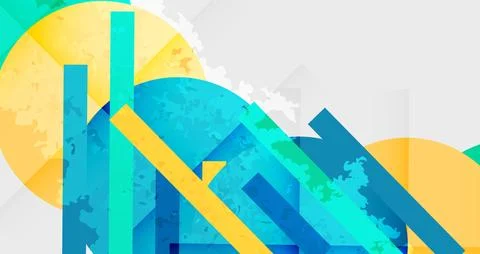 Squares, circles and triangles and grainy noisy texture. Vector Illustration For イラスト素材