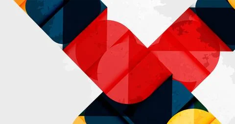 Squares, circles and triangles and grainy noisy texture. Vector Illustration For Illustrazione stock