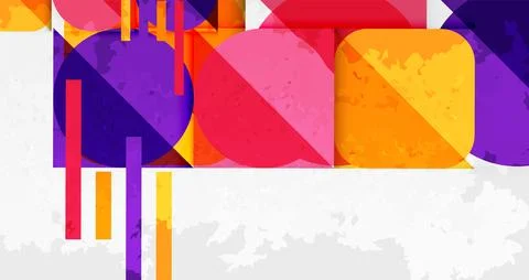 Squares, circles and triangles and grainy noisy texture. Vector Illustration For Stock Illustration