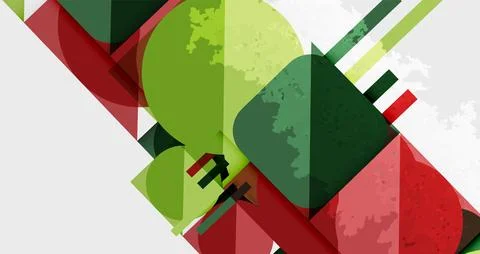 Squares, circles and triangles and grainy noisy texture. Vector Illustration For Illustrazione stock